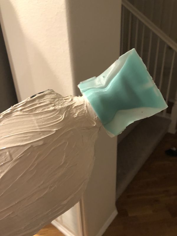 Cast silicone tail on the body